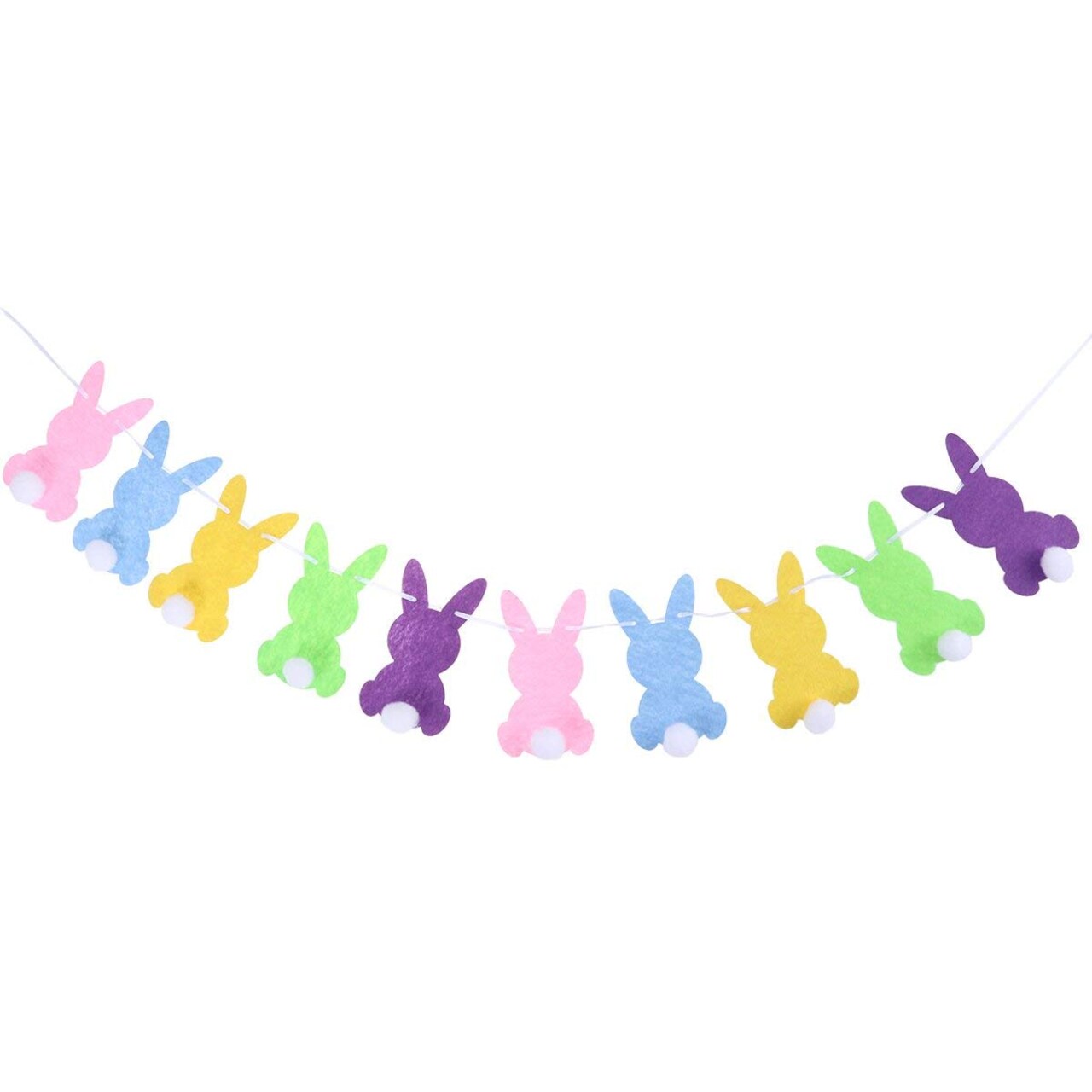 Easter Bunny Rabbit Banner Bunting Garland, Easter Decorations (Colorful Bunny)